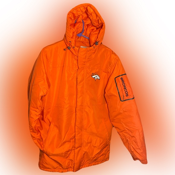 NFL Denver Broncos Safety Orange Hooded Winter Jacket - M - Picture 1 of 5